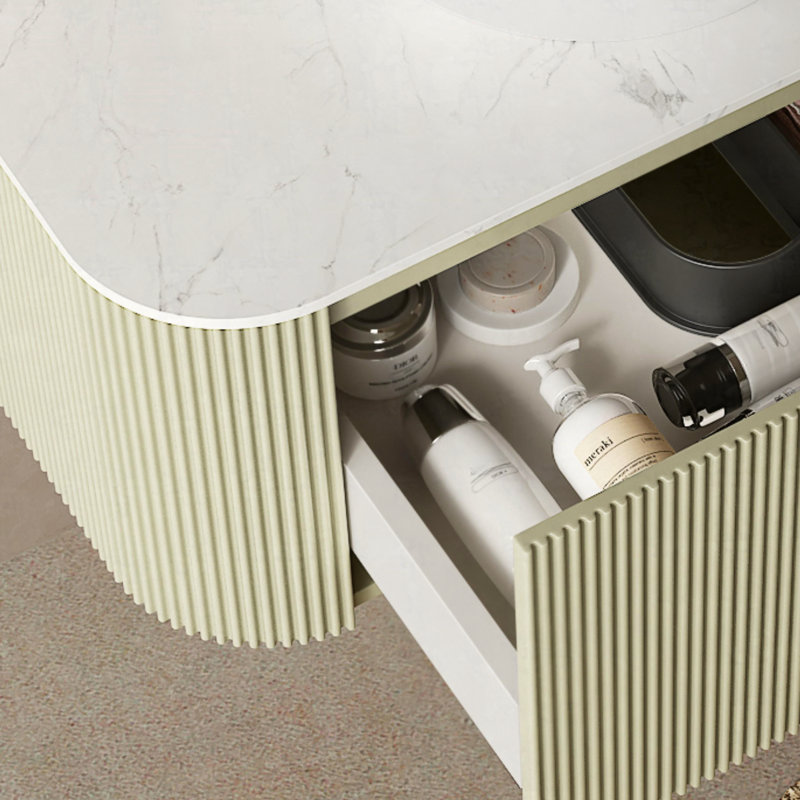 Meuble-lavabo de salle de bain mural 30 po avec lavabo rond 30 po avec lavabo à tiroir rond en céramique sans robinet, pré-assemblé
