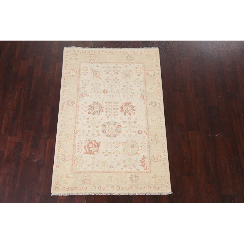 Tapis oriental à motif de teinture végétale Peshawar Chobi noué à la main 4 x 6
