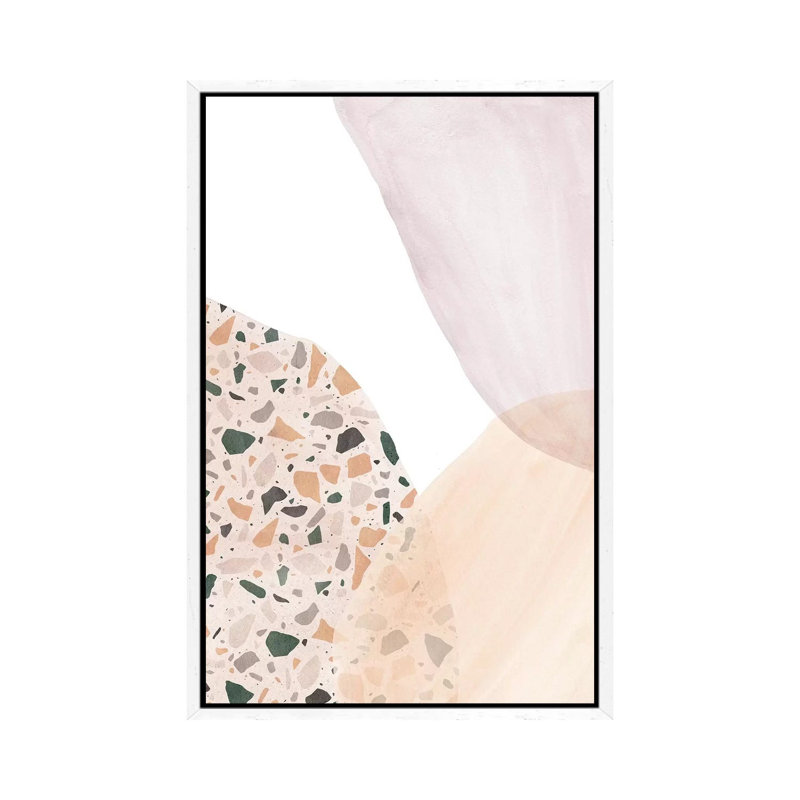Terrazzo And Watercolour - Painting on Canvas, 152.4cm H x 101.6cm W x 3.81cm D, White Framed