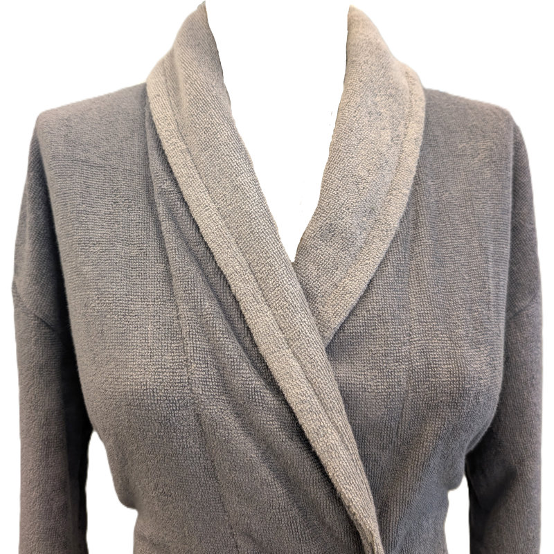 BAMBOO SHAWL BATHROBE - GREY- L/XL, L / XL, Gray