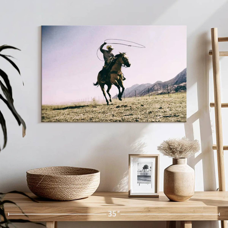 Lelar Cowboy et son lasso, H 16 po x l 24 po