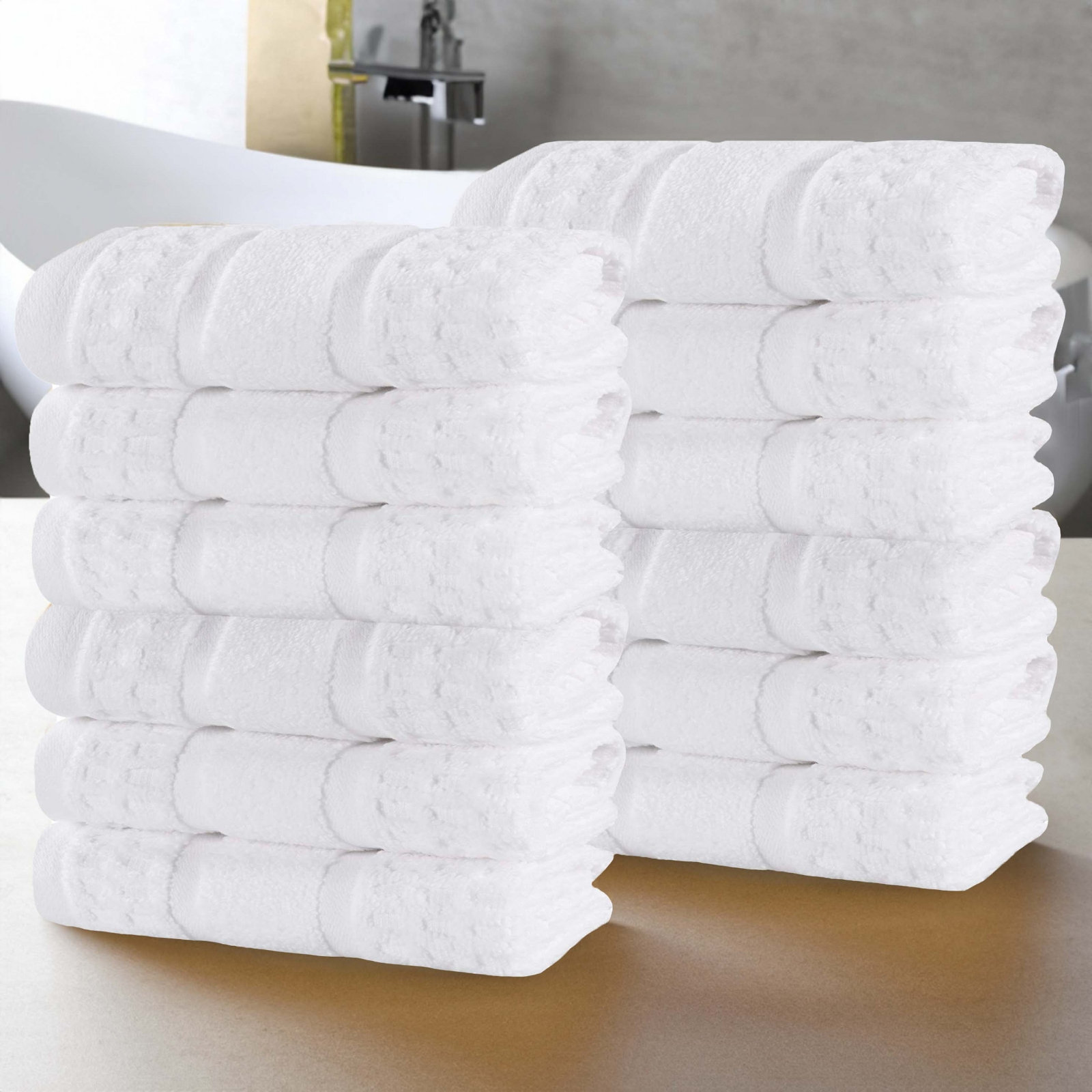 Camiren Waffle Cotton Washcloth Set, White