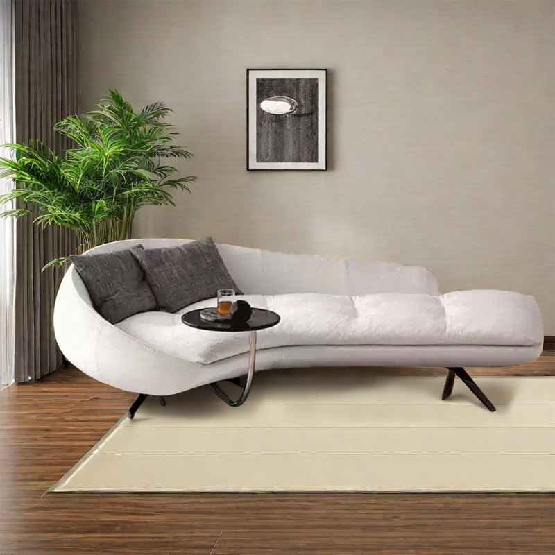 Comfortable pea-shaped chair, Left Hand Facing, Off White