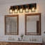 Applique murale 5 lumières 31 po Vintage Industrial 31 - Cage noire avec accents en bois pour la salle de bain, le couloir ou le salon (ampoule non incluse)