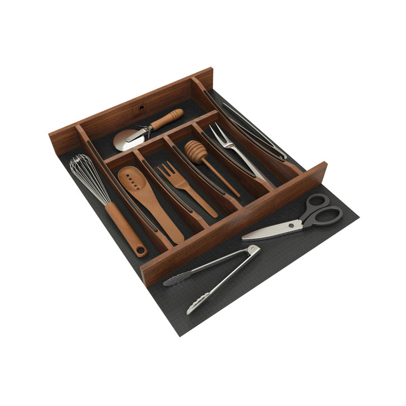 Tiroir à couverts en noyer massif 16-1 / 4 "X 19-1 / 2" avec détails noirs Craftsman, 2.34 16.22 19.49