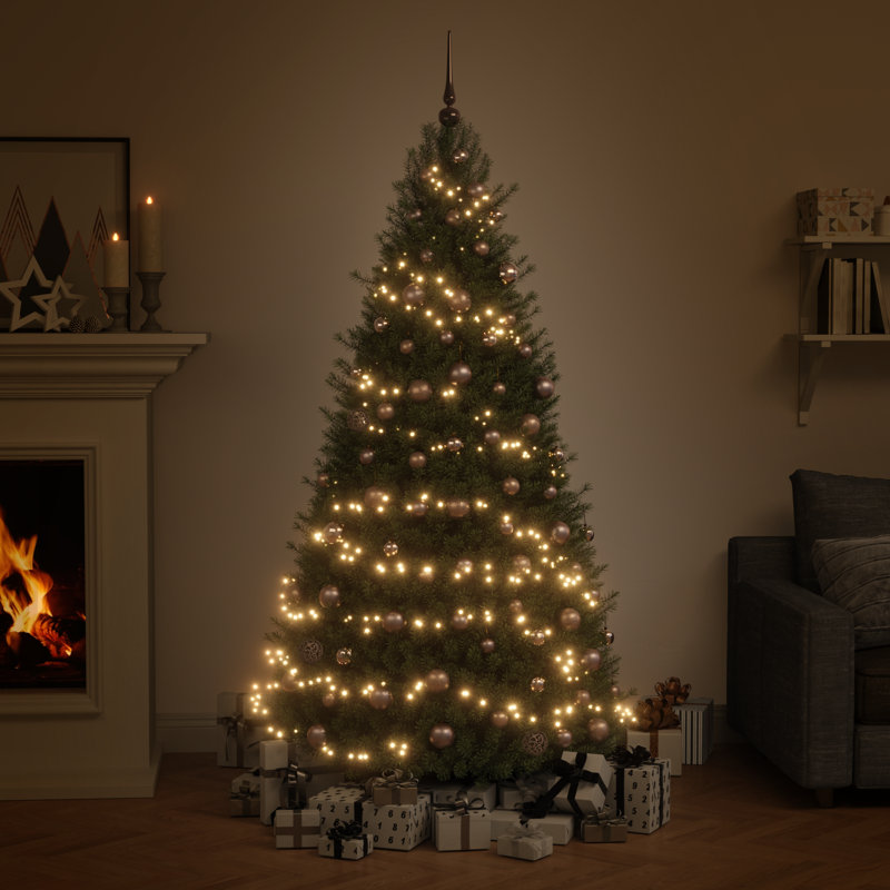 Christmas Ball Set with Peak and 150 LEDs, Rose Gold