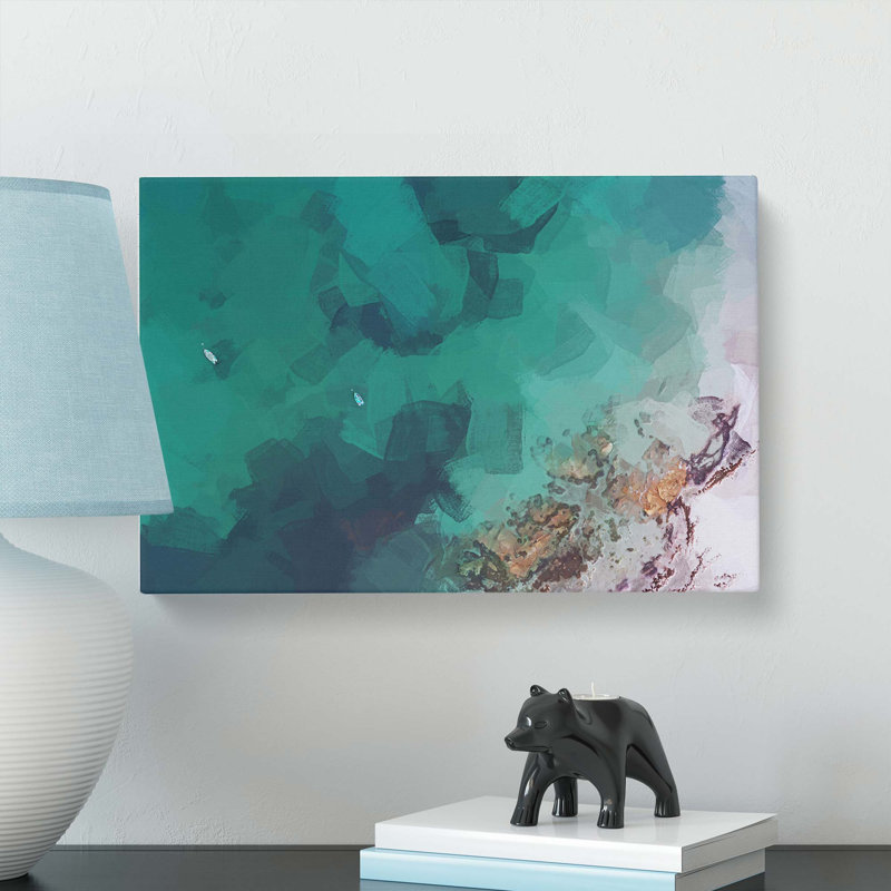 Boats in Rue De La Saline Guernsey in Abstract - Wrapped Canvas, 60cm H x 91cm W x 3cm D