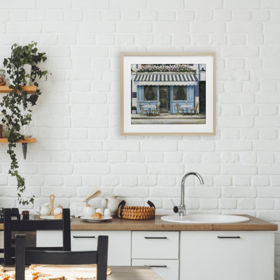Scène de restaurant et bistro encadrée sous verre, design par Ani Wierling