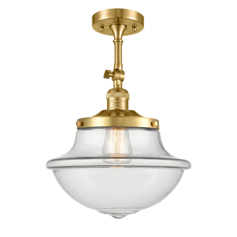 Plafonnier semi-encastré 1 lumière 12 po Baptiste, Ampoule non incluse, Transparent, Or satiné