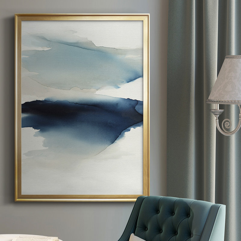 Waves I, reproduction encadrée de qualité supérieure, prête à être accrochée, Encadrement doré
