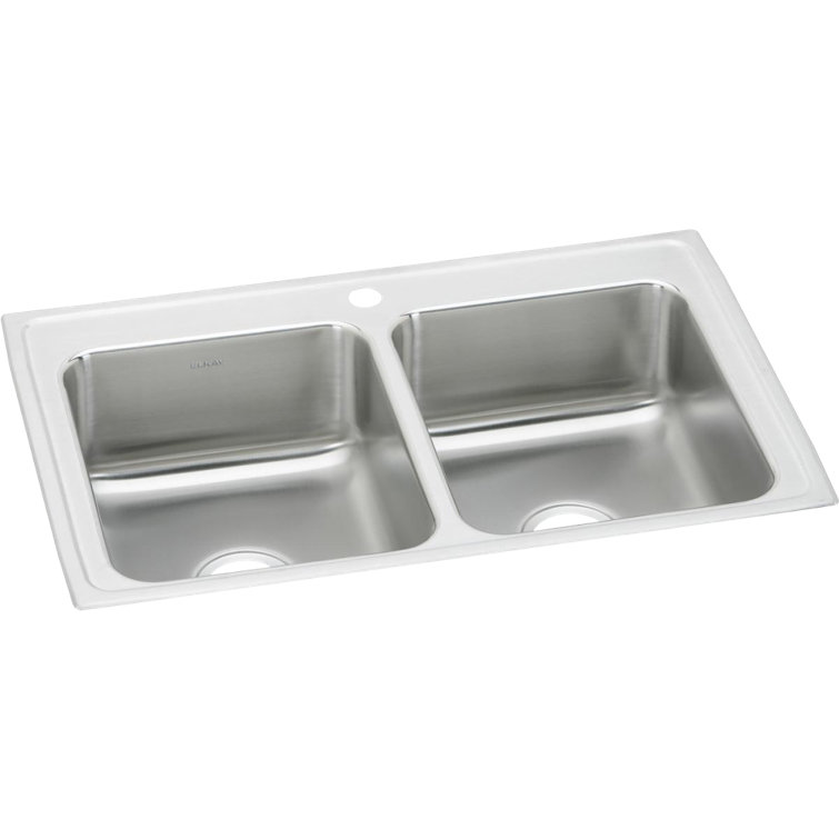 Lustertone 33" L x 21.25" W Double Basin Drop-In Kitchen Sink