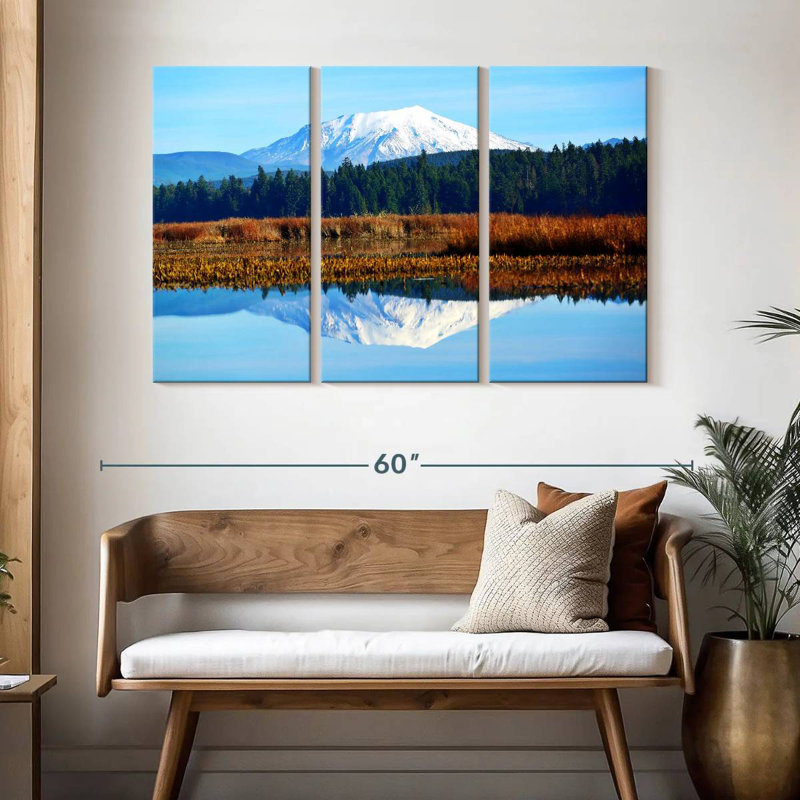 Mont St Helens dans le lac, H 32 po x l 50 po