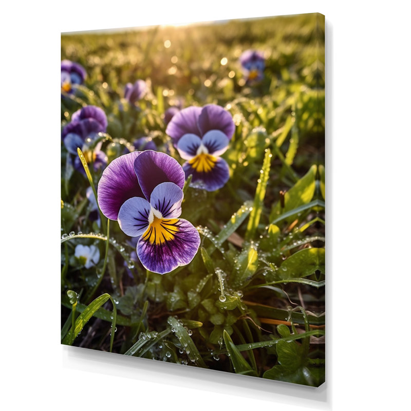 «Mauve, jaune, nature, pensées, V», sur toile, H 32 po x l 24 po x P 1 po, Toile tendue