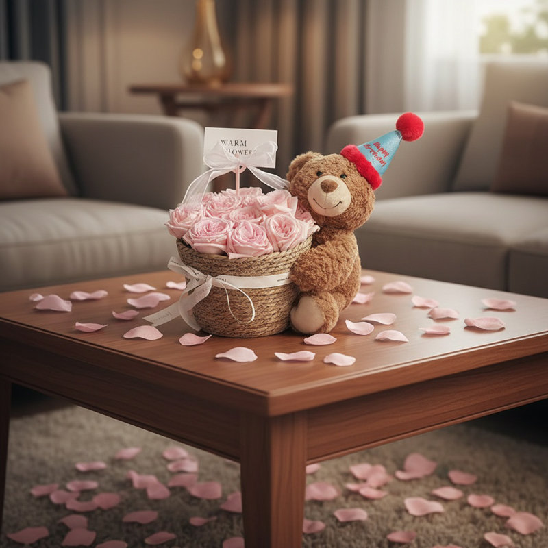 Ours en peluche avec une fleur, cadeau mignon pour l'anniversaire, la Saint-Valentin, cadeaux de fille en peluche, 15 pouces