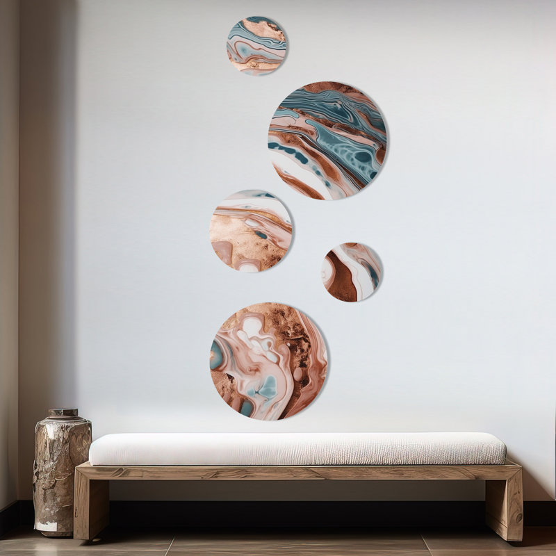 Ocean Waves Fluidity In Marble II - Abstract Marble Metal Wall Décor