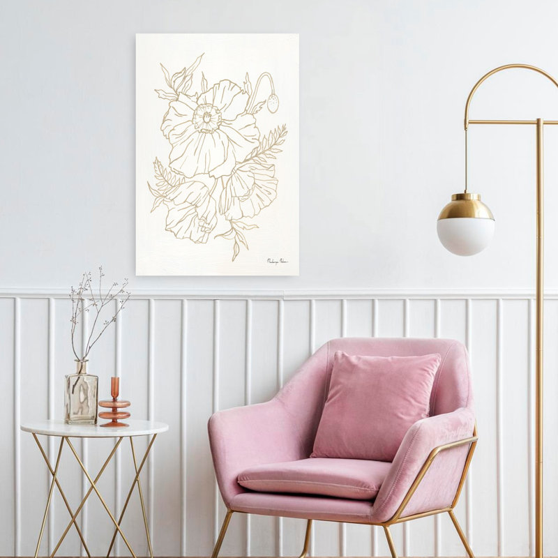 Art contemporain coquelicot, H 24 po x l 16 po