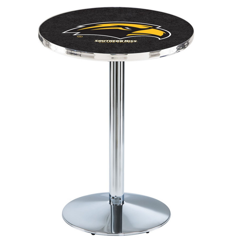 Round Metal Base Dining Table, Chrome, University of Southern Mississippi