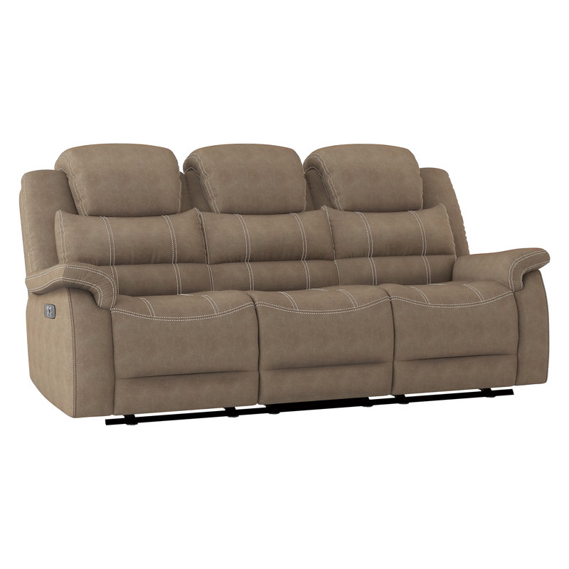 Upholstered 83.5'' Reclining Sofa, Brown Microfiber/Microsuede
