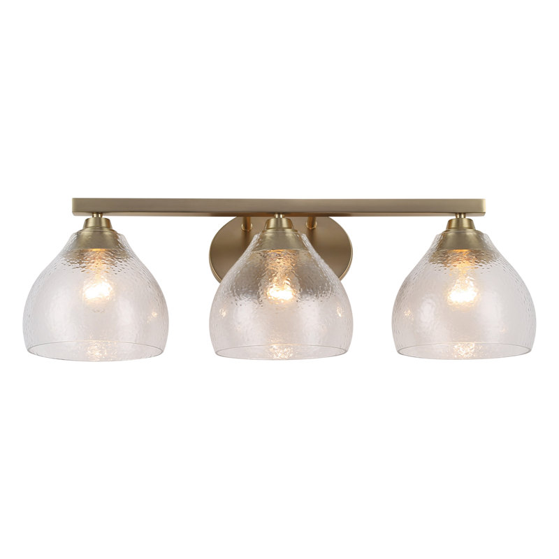 Ariella 3-Light Vanity Light in Hammered Clear Glass, Brushed Champagne Bronze