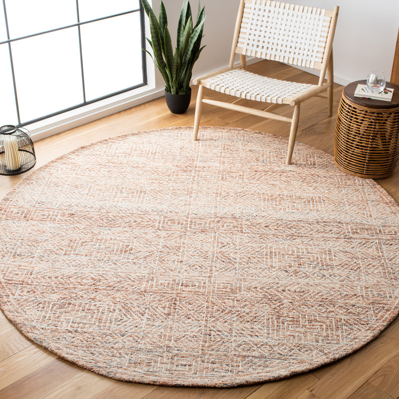 Tapis brun / beige en laine touffeté à la main à motif géométrique Essence, Rectangulaire 3 pi x 5 pi