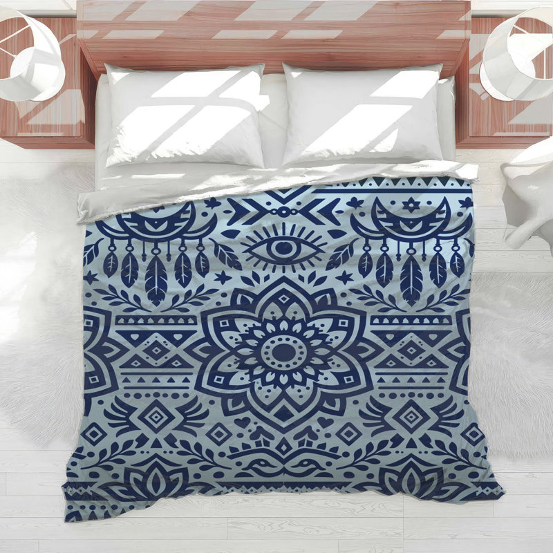 Édredon bohémien à motif mandala, Grand lit