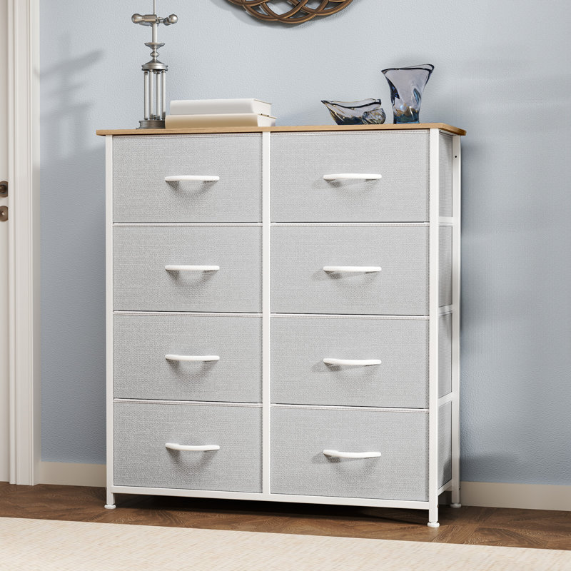 Commode 8 tiroirs Dasharath, Gris clair