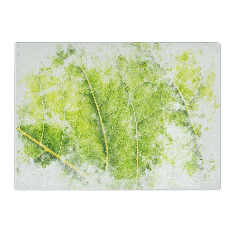 Tempered Glass Leaf Veins Chopping Board, 28.5 cm x 39 cm