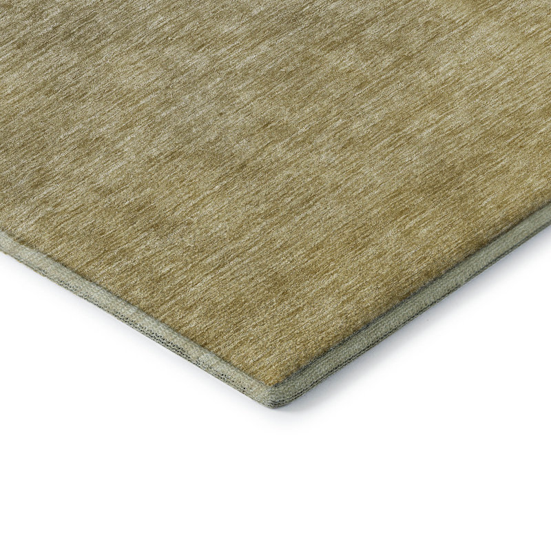 Premium Machine Washable Prisco Gold Rug, Round 8'