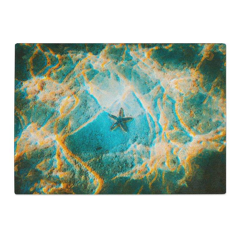 Tempered Glass a Starfish on the Ocean Floor Chopping Board, 28.5 cm W x 20 cm L