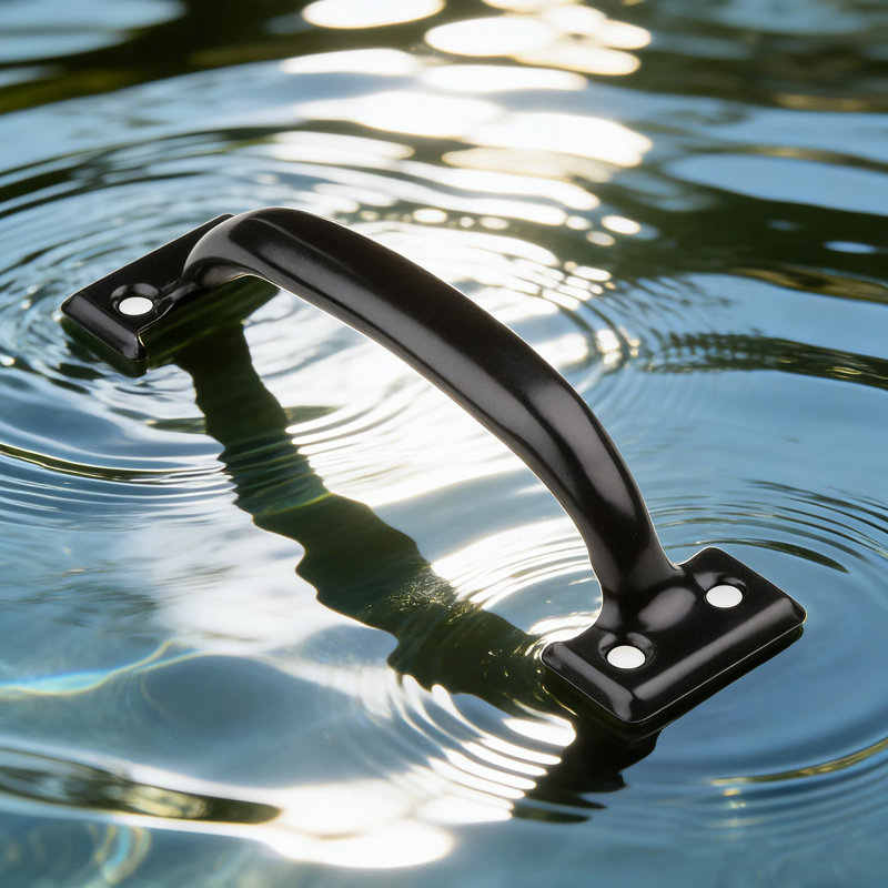 Poignée de porte noire galvanisée, longueur de 6,5 po pour les portes en métal et en bois, comprend les vis de fixation, 8"