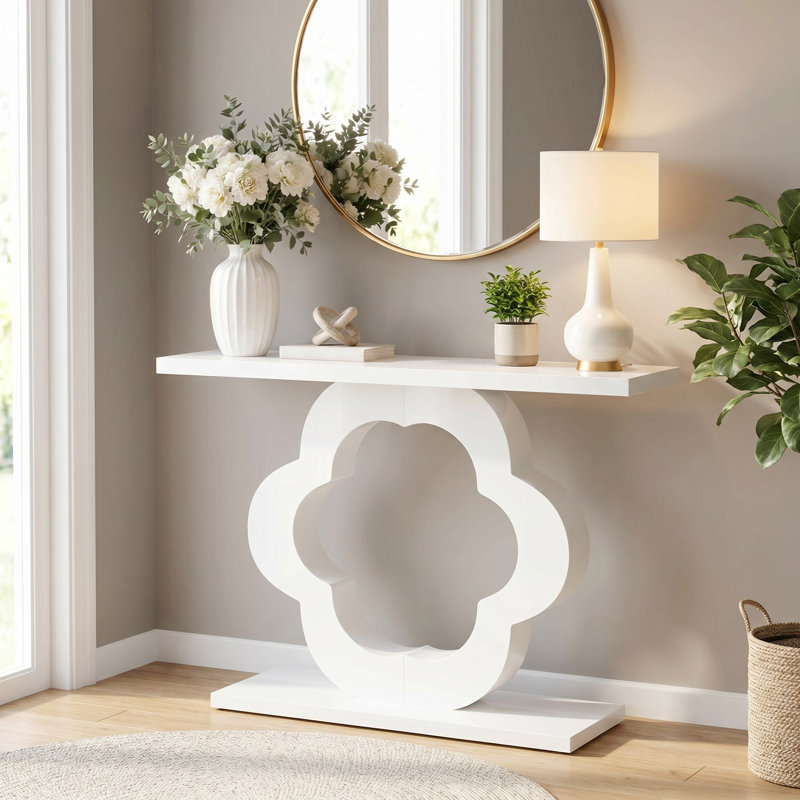 39.4-Inch White Modern Console Entryway Table
