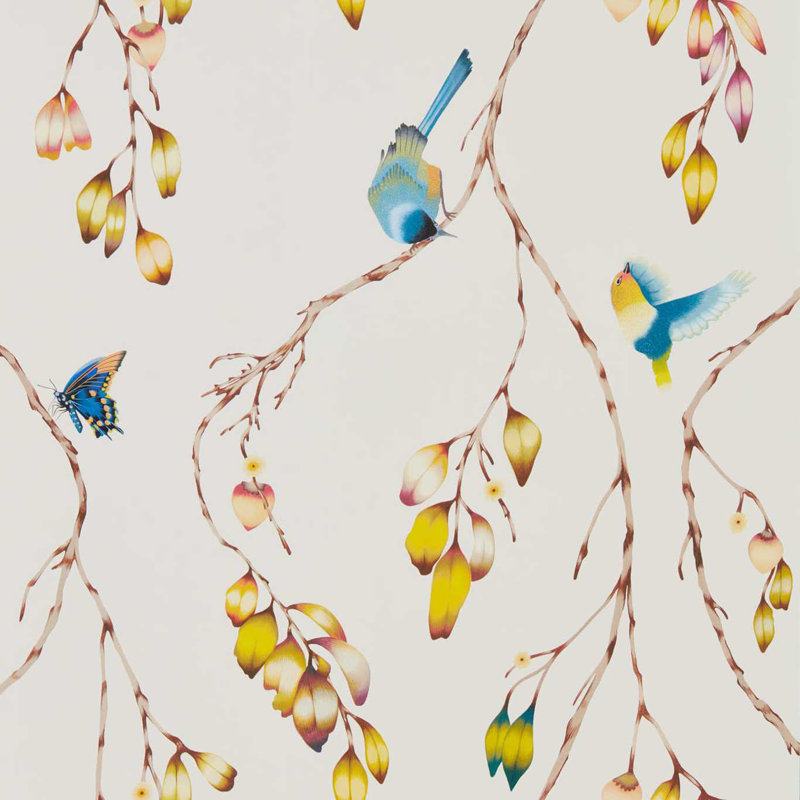 Iyanu 10.05m x 68.6cm Mist/Linden Wallpaper Roll, Papaya/Kiwi