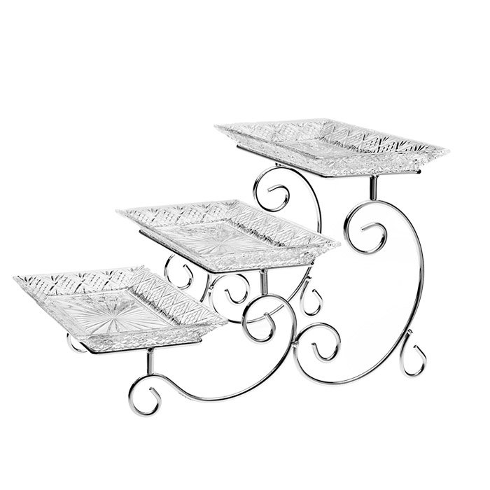 Godinger Silver Art Co Dublin Crystal 3 Tiered Stepped Serving Stand & Reviews | Wayfair