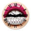 Femme avec lèvres rouges à lèvres roses et diamants blancs - horloge murale moderne-60281494