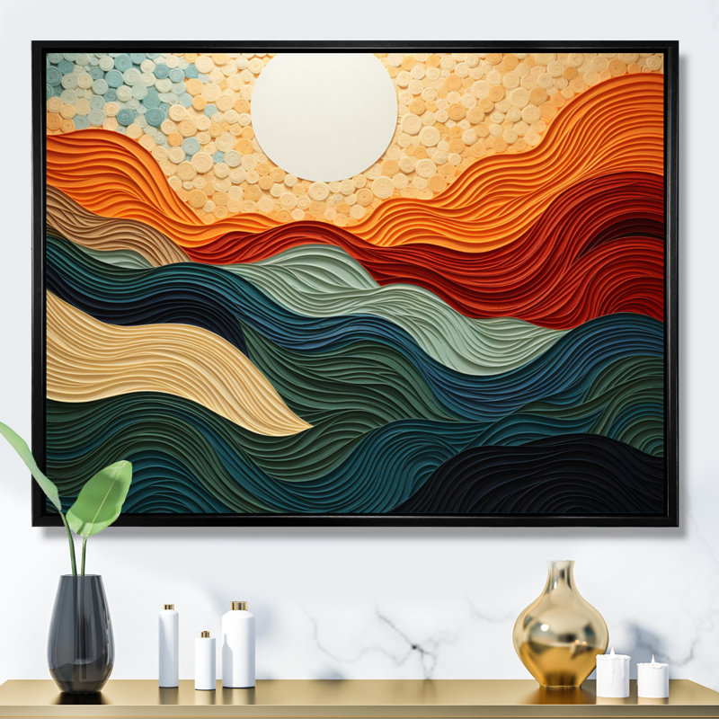 «Desert Sands Abstract», art mural sur toile, Cadre flottant noir, H 24 po x l 32 po x P 1 po