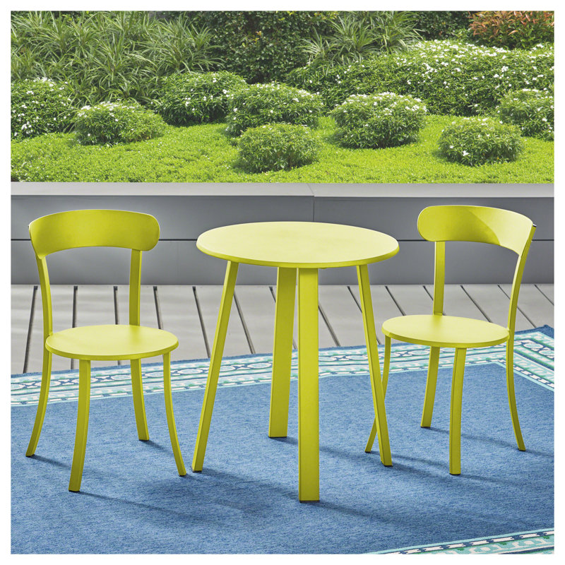 Ensemble bistro vert en fer, table de patio 24 po x 24 po x 28 po et chaises pour balcon ou jardin
