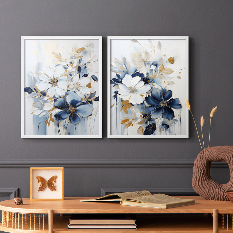 «FLORAL Series CCLxxiv», reproduction encadrée de qualité supérieure - prête à être accrochée - aucun clou requis - aucun clou requis