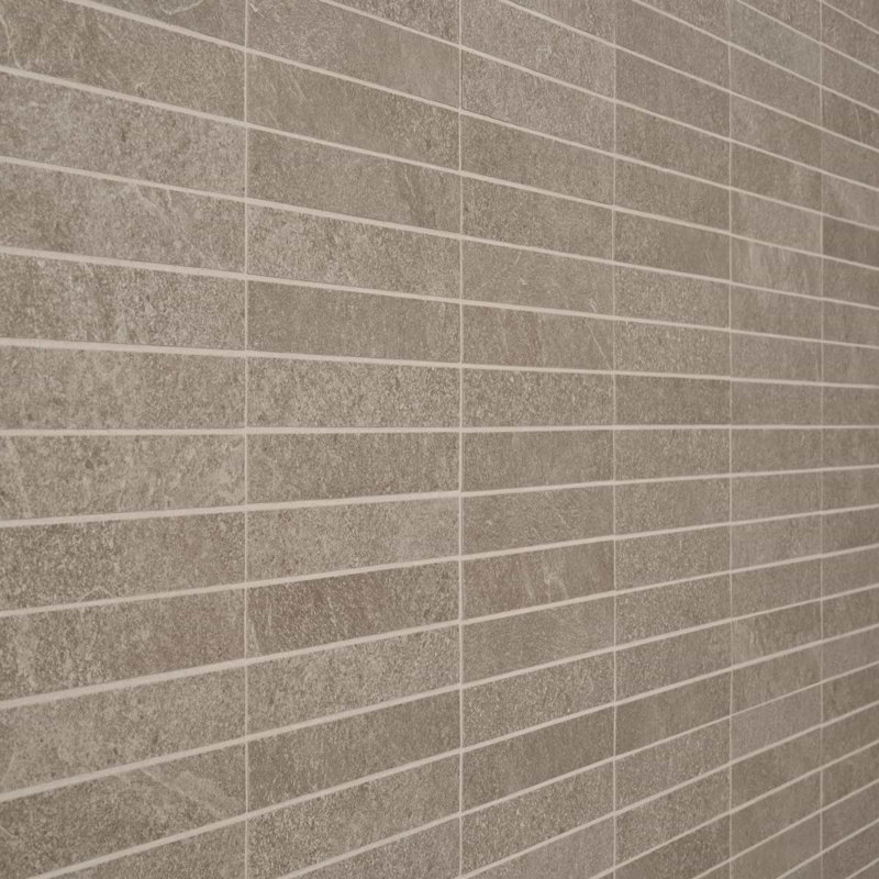 Era 12x12 Stacked Matte Limestone Look Porcelain Mosaic Tile, Caramel Brown