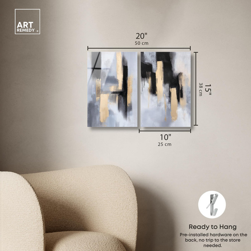 Ensemble de 2 panneaux d'art luxueux, impression sur acrylique par , H 15 po x l 20 po