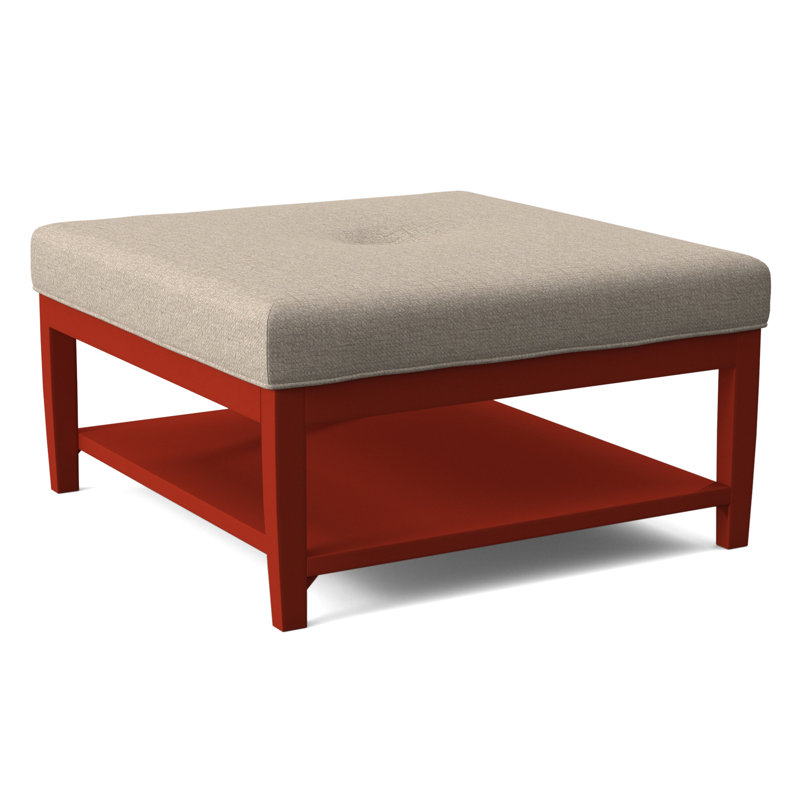 Hammond Square Ottoman, Antique Black Finish, Eggshell Crypton Performance; 0884-93
