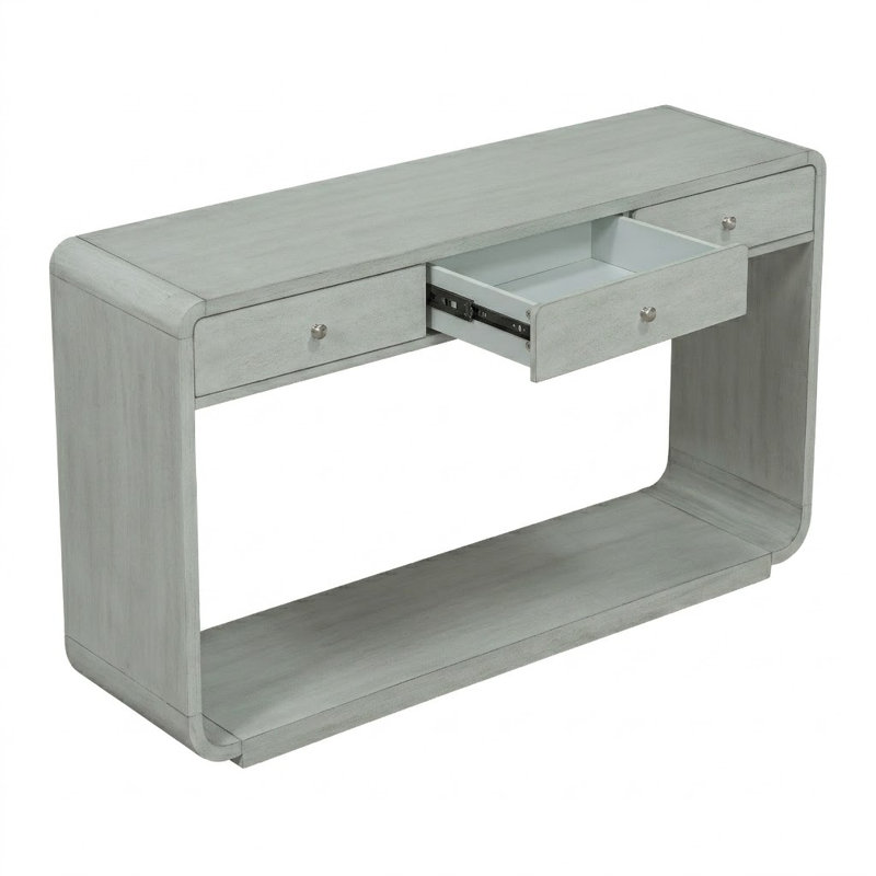 Console 3 tiroirs Modern Modern, 1 tablette ouverte, Vert sauge