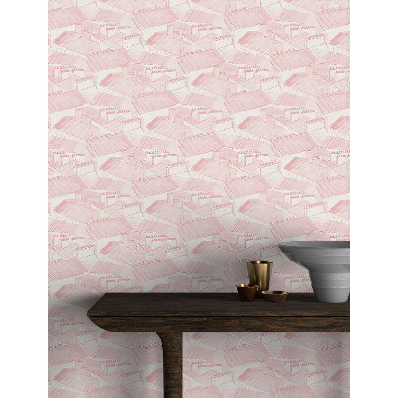 Paule Marrot Geometric Wallpaper Double Roll, Pink