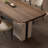 Rectangular wood grain rock plate dining table set-104845862