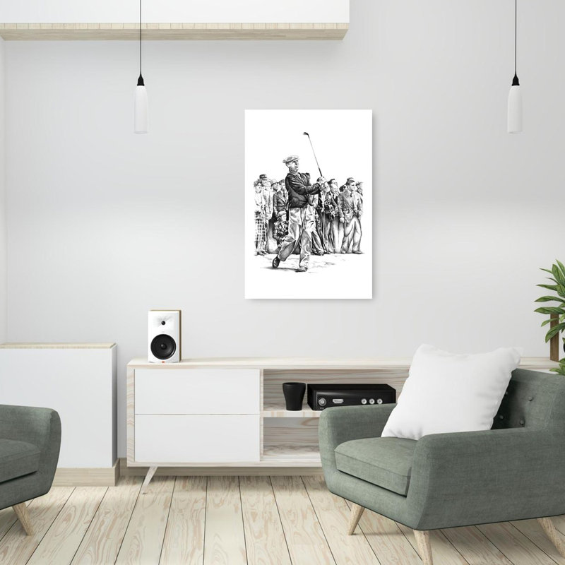 Art mural rétro classique de golfeur, 36" H x 24" W