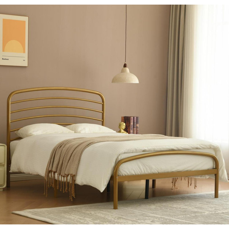 Lit plateforme en métal Sierrea, Double, Or