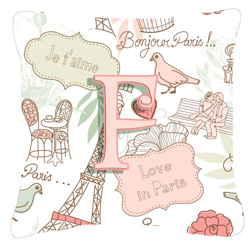 Lettre Love in Paris intérieur/extérieur Throw Pillow, 18" H x 18" L x 5.5" D, F