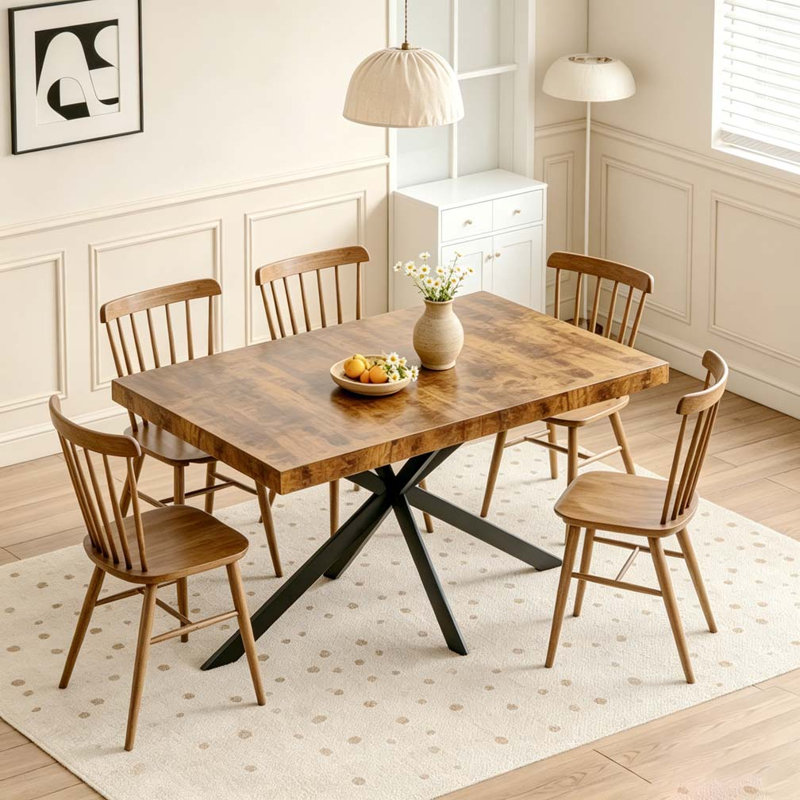 55.11"-70.86"Retro Rectangular Stretch Dining Table, Rustic Brown/Black