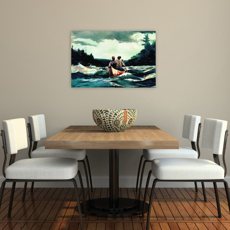 «Canoe in the Rapids», reproduction d'art classique classique de la côte de 1897, H 24 po x l 36 po