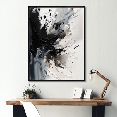 «Black Textured Splash Paint Art IV», art abstrait sur toile