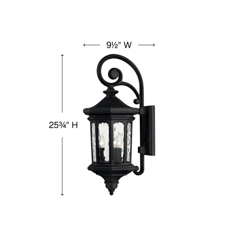 Raley Museum Black 3 - Bulb Seeded Glass Outdoor Wall Lantern